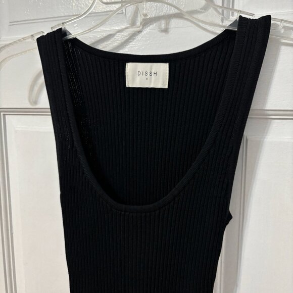 Dissh Billie Midi Dress Black Long Rib Maxi Striped Scoop Neck Knit Tank Small S - Picture 2 of 9